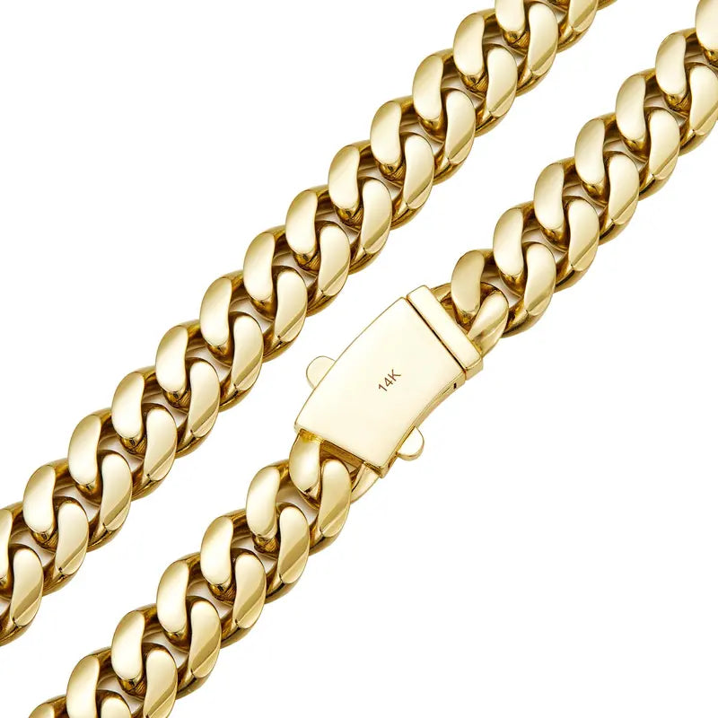 14K Gold-Plated Cuban Link Necklace & Bracelet Set – Anti-Tarnish, 6–14mm