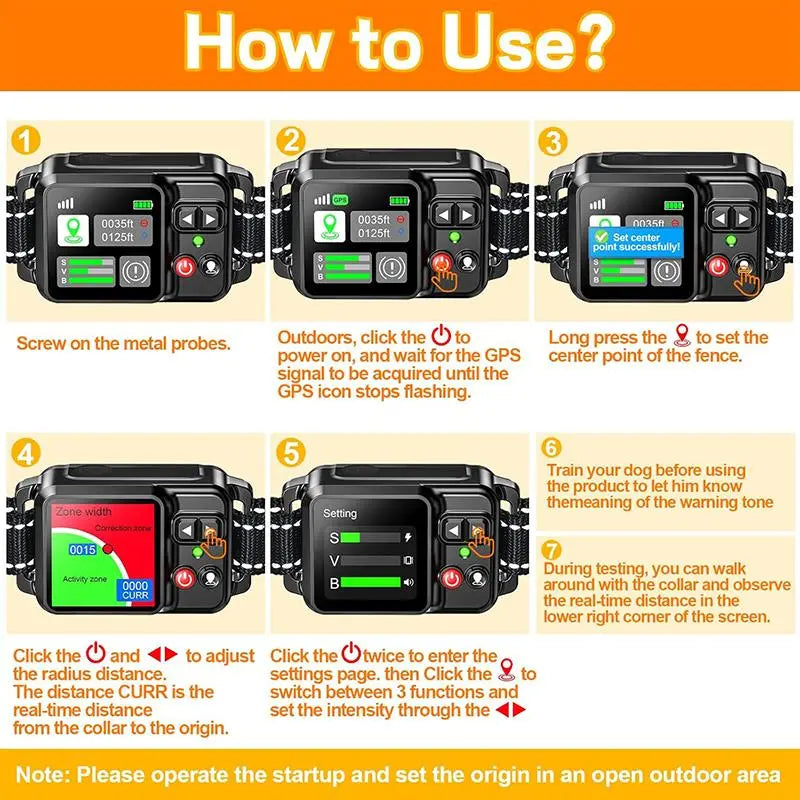 GPS Wireless Dog Fence System – Rechargeable Training Collar with Adjustable Boundary