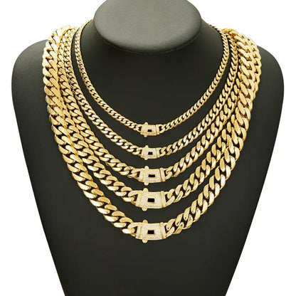 14K Gold-Plated Cuban Link Necklace & Bracelet Set – Anti-Tarnish, 6–14mm
