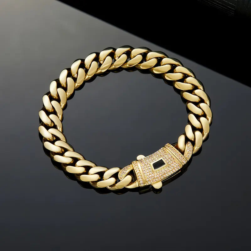 14K Gold-Plated Cuban Link Necklace & Bracelet Set – Anti-Tarnish, 6–14mm